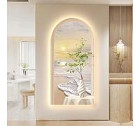 CJWKXQOL 3D LED Wall Art, Lampe décorative Murale Moderne avec Arche Unique, Tableau LED Paysage mer et Montagne pour Salon, Entrée, Couloir(B-White,80 * 160cm/31.5 * 63in)