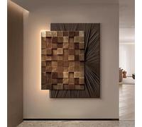 CJWKXQOL Applique Murale LED 3D Art Relief Moderne, Télécommande, Lampe Murale Design pour Entrée, Couloir, Salon, Décoration Murale Minimaliste Beige(E-Brown,47 * 60cm/15.7 * 23.6in)