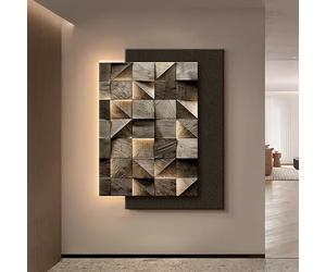 CJWKXQOL Applique Murale LED 3D Art Relief Moderne, Télécommande, Lampe Murale Design pour Entrée, Couloir, Salon, Décoration Murale Minimaliste Beige(D-Brown,95 * 120cm/37.4 * 47.2in)