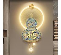 CJWKXQOL Applique Murale LED 3D Gourde avec Télécommande, Style Chinois Luxe pour Entrée, Couloir, Salon(A-Blue,70 * 140cm/27.6 * 55.1in)