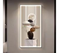 CJWKXQOL Art Mural LED 3D Pierres Empilées, Décoration Murale Lumineuse avec Télécommande, Déco Moderne pour Entrée, Couloir, Salon(A-Gray,80 * 160cm/31.5 * 63in)