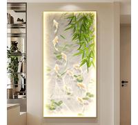 CJWKXQOL Art Mural LED 3D Poissons Koi et Bambou, Décoration Murale Lumineuse avec Télécommande, Déco Moderne pour Entrée, Couloir, Salon(A-Green,40 * 80cm/15.7 * 31.5in)
