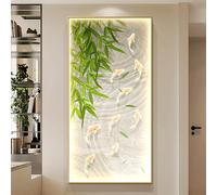 CJWKXQOL Art Mural LED 3D Poissons Koi et Bambou, Décoration Murale Lumineuse avec Télécommande, Déco Moderne pour Entrée, Couloir, Salon(D-Green,60 * 120cm/23.6 * 47.2in)