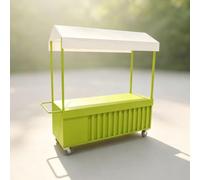 CJWKXQOL Chariot Mobile Métallique Facile à Transporter avec roulettes | Structure mobile, parfait pour vendre des fleurs, glaces lors de fêtes et marchés nocturnes(Green-B,140*200cm/55.1*78.7in)