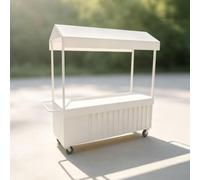 CJWKXQOL Chariot Mobile Métallique Facile à Transporter avec roulettes | Structure mobile, parfait pour vendre des fleurs, glaces lors de fêtes et marchés nocturnes(White,140*200cm/55.1*78.7in)
