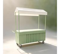 CJWKXQOL Chariot Mobile Métallique Facile à Transporter avec roulettes | Structure mobile, parfait pour vendre des fleurs, glaces lors de fêtes et marchés nocturnes(Green-A,180*200cm70.9*78.7in)