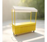 CJWKXQOL Chariot Mobile Métallique Facile à Transporter avec roulettes | Structure mobile, parfait pour vendre des fleurs, glaces lors de fêtes et marchés nocturnes(Yellow,120*200cm/47.2*78.7in)