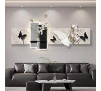 CJWKXQOL Décoration Murale LED 3D Papillon et Fleurs, Tableau Relief Texturé avec Vase en Verre, Sculpture Murale Moderne pour Salon, Entrée et Couloir(C-White,70 * 210cm/27.5 * 83in)