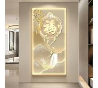 CJWKXQOL Décoration Murale LED 3D Télécommandée, Tableau Lumineux Cerf Poissons Ginkgo, Lampe Murale Moderne pour Entrée Couloir Salon(F-Beige,80 * 160cm/31.5 * 63in)
