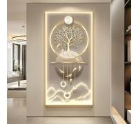 CJWKXQOL Décoration Murale LED 3D Télécommandée, Tableau Lumineux Cerf Poissons Ginkgo, Lampe Murale Moderne pour Entrée Couloir Salon(C-Beige,90 * 180cm/35.4 * 71in)