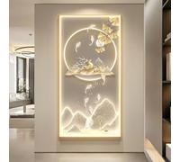 CJWKXQOL Décoration Murale LED 3D Télécommandée, Tableau Lumineux Cerf Poissons Ginkgo, Lampe Murale Moderne pour Entrée Couloir Salon(A-Beige,80 * 160cm/31.5 * 63in)