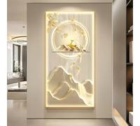 CJWKXQOL Décoration Murale LED 3D Télécommandée, Tableau Lumineux Cerf Poissons Ginkgo, Lampe Murale Moderne pour Entrée Couloir Salon(D-Beige,80 * 160cm/31.5 * 63in)