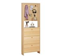 CJWKXQOL Ensemble de Garde Robe d'entrée, Meuble Chaussure et Porte Manteau, Vestiaire pour Couloir, Salon, Chambre à(Natural Wood,80x15x200cm)