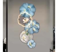 CJWKXQOL Horloge Murale LED 3D avec Design Lotus et Poisson Koi, Décoration Murale Moderne Feng Shui pour Salon, Entrée et Couloir(B-Blue,80 * 180cm/31.5 * 71in)