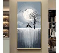 CJWKXQOL Lampe décorative Murale LED 3D Arbre Stellaire et Cerfs - Décoration Murale Moderne avec télécommande, pour Salon, entrée, Couloir(B-Gray,60 * 120cm/23.6 * 47.2in)