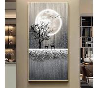 CJWKXQOL Lampe décorative Murale LED 3D Arbre Stellaire et Cerfs - Décoration Murale Moderne avec télécommande, pour Salon, entrée, Couloir(F-Gray,80 * 160/31.5 * 63in)