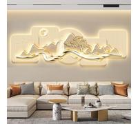 CJWKXQOL Peinture LED 3D Feng Shui Design Montagne, Lampe Murales avec Télécommande, Décoration Moderne pour Salon, Entrée & Couloir(A-Blue,120 * 40cm/47.2 * 15.7in)