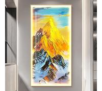 CJWKXQOL Peinture Murale 3D LED Montagne Dorée, Décoration Murale Lumineuse avec Télécommande, Œuvre d'art Murale Moderne pour Salon, Entrée, Couloir(F-Yellow,80 * 160cm/31.5 * 63in)