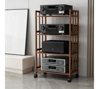 CJWKXQOL Rack HiFi en Bois à Structure ajourée avec roulettes, Meuble multimédia Ouvert pour Salon Bureau Salle de Jeux cinéma Maison(123 * 50cm/48.4 * 19.7in)