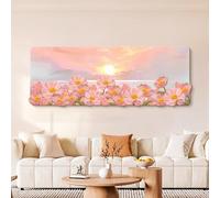 CJWKXQOL Tableau LED 3D Tulipes Couchant de Soleil, Décoration Murale Lumineuse Feng Shui, Idée Cadeau pour Salon, Entrée, Couloir(B-Pink,90 * 30cm/35.4 * 12in)