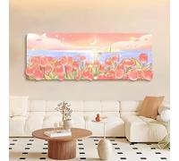 CJWKXQOL Tableau LED 3D Tulipes Couchant de Soleil, Décoration Murale Lumineuse Feng Shui, Idée Cadeau pour Salon, Entrée, Couloir(F-Pink,120 * 35cm/47.2 * 13.8in)