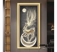 CJWKXQOL Tableau Lumineux LED Cerf Doré 3D Décoration Murale Moderne avec Lampe, pour Entrée, Couloir, Salon, Éclairage Chaud Télécommandable(B-Black,70 * 140cm/27.6 * 55.1in)