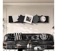 CJWKXQOL Tableau Mural 3D LED avec Lune, Décoration Murale Relief Noir Télécommandée, Art Moderne pour Salon, Entrée, Couloir, Chambre(D-White,200 * 50cm/78.7 * 19.7in)