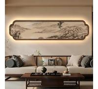 CJWKXQOL Tableau Mural 3D LED en Grès, Décoration Murale Texturée Feng Shui Montagne Zen pour Salon, Entrée, Couloir(C-Brown,180 * 45cm/71 * 17.7in)