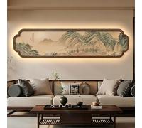 CJWKXQOL Tableau Mural 3D LED en Grès, Décoration Murale Texturée Feng Shui Montagne Zen pour Salon, Entrée, Couloir(A-Brown,120 * 30cm/47 * 12in)