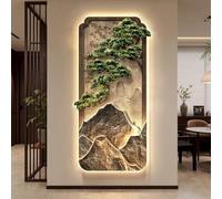 CJWKXQOL Tableau Mural Lumineux 3D Zen, Peinture Décorative avec Pin Accueillante et Télécommande, Décoration Murale Moderne pour Salon, Entrée, Couloir, Chambre(C-Brown,80 * 160cm/31.5 * 63in)