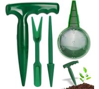 CJZZ Outils pour Semoir De Bulbes Ensemble De 4 Pièces-Outil Plantoir à Bulbes-Ardinière à Bulbe,Inclure Perforateur De Plantation, Distributeur De Graines, Transplanteuse De Semis(Vert)