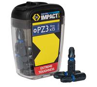 CK Tools T4560 PZ3D15 Bleu Acier Impact Embout Tournevis 25mm PZ3 Boîte De 15