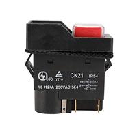 CK21 250V 16A 4Pin 5 Pins Sécurité Interrupteurs Magnétiques Électromagnétique Étanche Bouton-Poussoir pour Coupeur de Métal Machine de Broyeur Obturateur Noir (5 Pins)