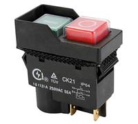 CK21 250V 16A 4Pin 5 Pins Sécurité Interrupteurs Magnétiques Électromagnétique Étanche Bouton-Poussoir pour Coupeur de Métal Machine de Broyeur Obturateur Noir (4 Pins)