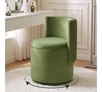 Ckaff Chaise Coiffeuse avec Rangement, Fauteuil Salon Pivotant 360°avec Dossier Ondulé, Fauteuil de Coiffeuse en Velours, Tabouret Coiffeuse Rond pour Salon Chambre à Coucher, Vert