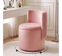 Ckaff Chaise Coiffeuse avec Rangement, Fauteuil Salon Pivotant 360°avec Dossier Ondulé, Fauteuil de Coiffeuse en Velours, Tabouret Coiffeuse Rond pour Salon Chambre à Coucher, Rose