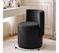 Ckaff Chaise Coiffeuse avec Rangement, Fauteuil Salon Pivotant 360°avec Dossier Ondulé, Fauteuil de Coiffeuse en Velours, Tabouret Coiffeuse Rond pour Salon Chambre à Coucher, Noir