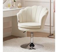 Ckaff Chaise Coiffeuse, Fauteuil Pivotant Réglable en Hauteur, Fautauil de Maquillage en Velours, Fauteuils Salon Chaise Rembourrée avec Pied Métal pour Salon Salle à Manger Chambre à Coucher, Beige