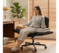 Ckaff Chaise de Bureau avec Accoudoirs Réglables sur 5 Niveaux, Fauteuil de Bureau avec Large Assise, Fauteuil Pivotant en Cuir PU, Chaise Réglable en Hauteur avec Dossier Inclinable, Noir