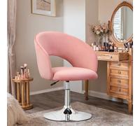 Ckaff Chaise de Coiffeuse, Tabouret de Maquillage, Chaise de Salle à Manger Pivotante, Tabouret de Bar Réglable en Hauteur, Fauteuil de Salon Relax Tabourets de Cuisine avec Dossier et Socle, Rose