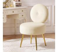 Ckaff Fauteuil Coiffeuse en Velours - Chaise de Salon Rembourrée avec Pied Métal et Dossier pour Chambre à Coucher, Coiffeuse Salon, Beige
