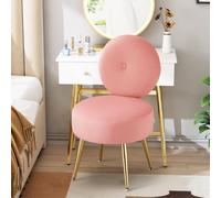 Ckaff Fauteuil Coiffeuse, Fauteuil de Salon Chaise Coiffeuse en Velours, Chaise Rembourré avec Pied Métal et Dossier pour Chambre à Coucher Salon, Rose