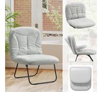 Ckaff Fauteuil Relax Pliante 3en1, Fauteuil de Sol avec Dossier inclinable, Chaise de Camping Portable, Chaise de Méditation Rembourré pour Salon Chambre Voyages, Gris Clair