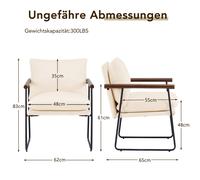 Ckaff Fauteuil Wingback XL pour Salon 65 x 62 x 83 cm, Fauteuil Relax/Lounge avec Cadre Métal, Revêtement Bouclé, Velours Côtelé, Beige - 1 pièce