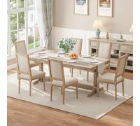 Ckaff Lot de 2 Chaises de Salle à Manger, Chaises de Cuisine Chaise de Salon Chaise Rembourrée, Fauteuil de Maquillage avec Dossier Carré pour Salle à Manger Salon Cuisine Jardin, Beige