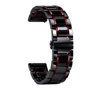 CKAKZTPTEV Bracelet de montre en céramique et acier inoxydable à dégagement rapide, adapté aux montres for hommes et femmes(Black and red,22mm)