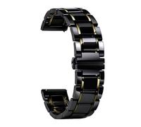 CKAKZTPTEV Bracelet de montre en céramique et acier inoxydable à dégagement rapide, adapté aux montres for hommes et femmes(Black and gold,22mm)