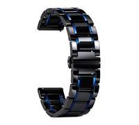 CKAKZTPTEV Bracelet de montre en céramique et acier inoxydable à dégagement rapide, adapté aux montres for hommes et femmes(Black and blue,20mm)