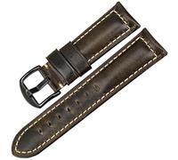 CKAKZTPTEV Bracelet de montre vintage en cuir ciré à l'huile for femmes et hommes, bracelet universel(Green black buckle,18mm)