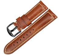 CKAKZTPTEV Bracelet de montre vintage en cuir ciré à l'huile for femmes et hommes, bracelet universel(Light brown black buckle,20mm)